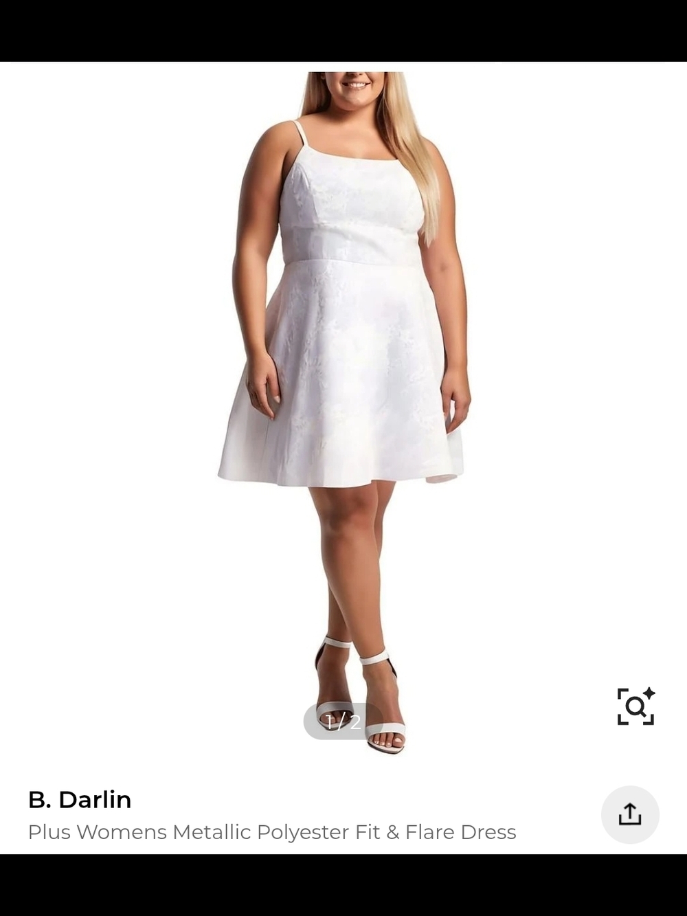 B Darlin White Metallic Fit & Flare Mini Dress with Spaghetti Straps
